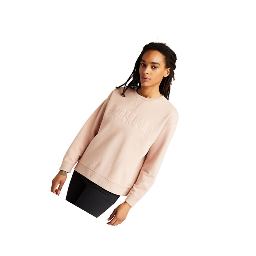 Women\'s Timberland Ecoriginal Corduroy Logo Sweatshirt Light Pink | GJM-594268