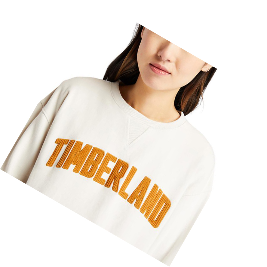 Women's Timberland Ecoriginal Corduroy Logo Sweatshirt White | VKF-318257