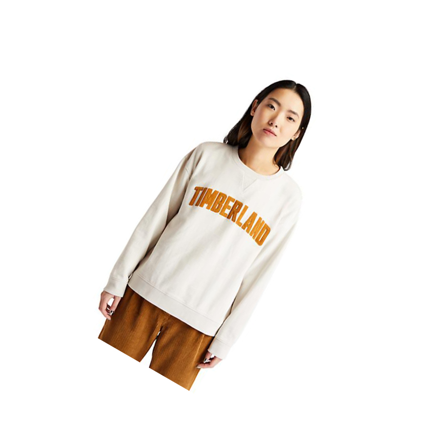 Women\'s Timberland Ecoriginal Corduroy Logo Sweatshirt White | VKF-318257