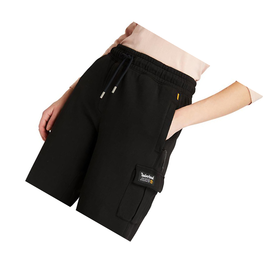 Women's Timberland Fleece Cargo Sweatpants Pants Black | FDX-987614