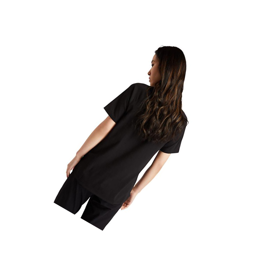 Women's Timberland Logo T Shirts Black | KMC-180629