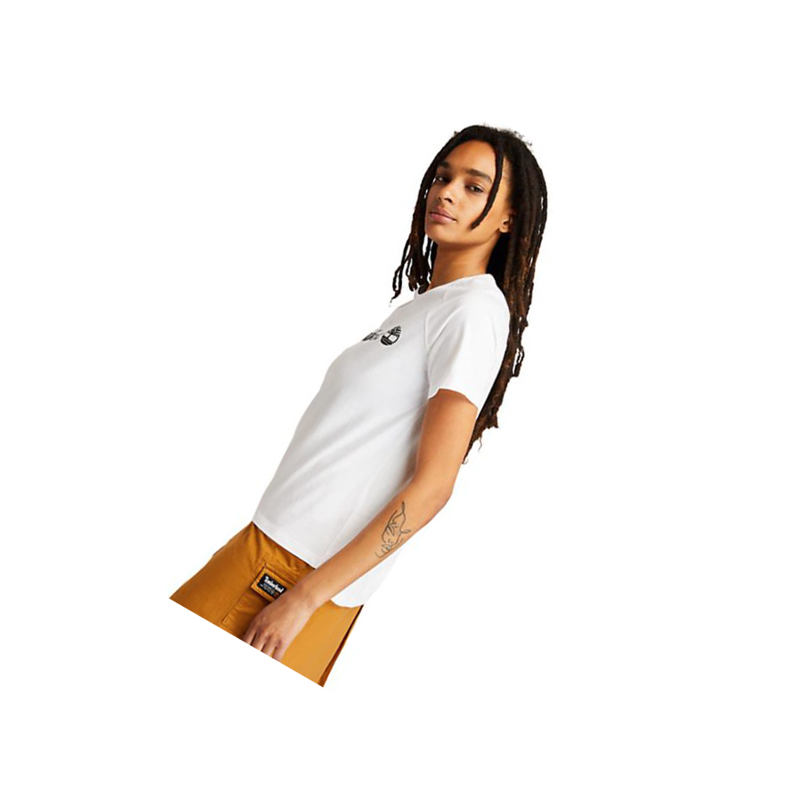 Women's Timberland Logo T Shirts White | GXD-130987