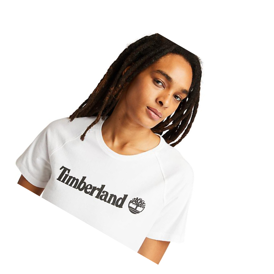 Women's Timberland Logo T Shirts White | GXD-130987