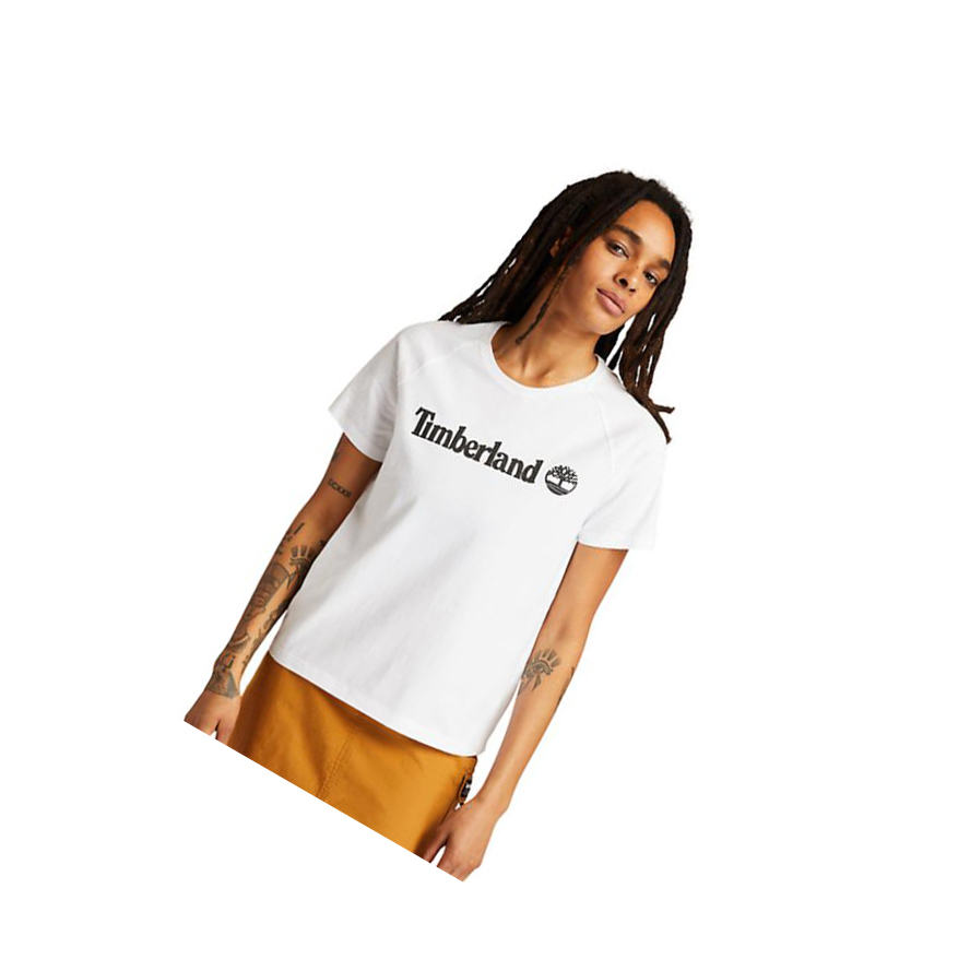 Women\'s Timberland Logo T Shirts White | GXD-130987