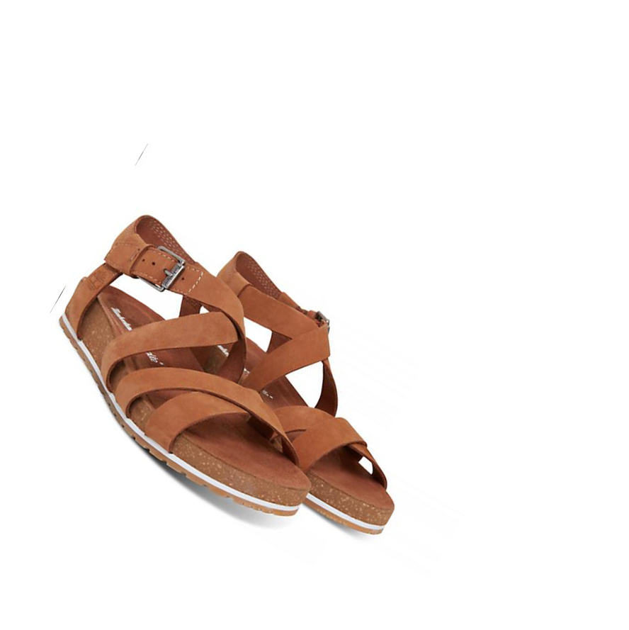 Women's Timberland Malibu Waves Ankle Strap Sandals Brown | WQC-953674