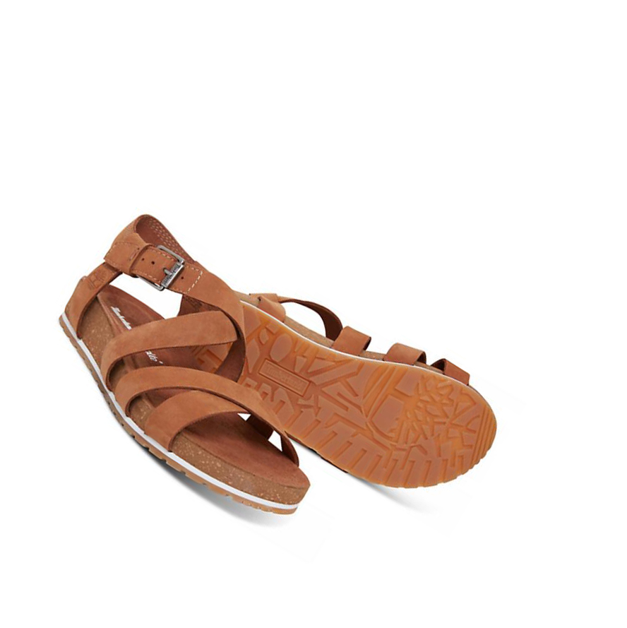 Women's Timberland Malibu Waves Ankle Strap Sandals Brown | WQC-953674