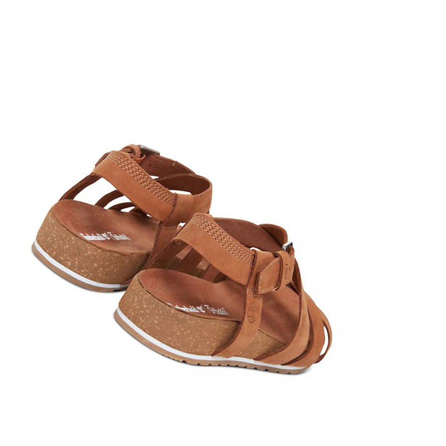 Women's Timberland Malibu Waves Ankle Strap Sandals Brown | WQC-953674