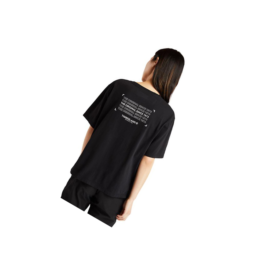 Women's Timberland Organic Cotton Utility T Shirts Black | DTZ-684970