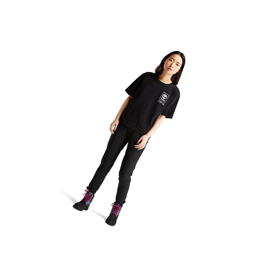 Women's Timberland Organic Cotton Utility T Shirts Black | DTZ-684970