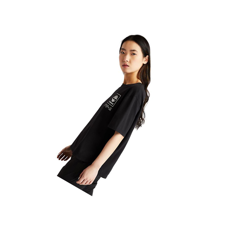 Women's Timberland Organic Cotton Utility T Shirts Black | DTZ-684970