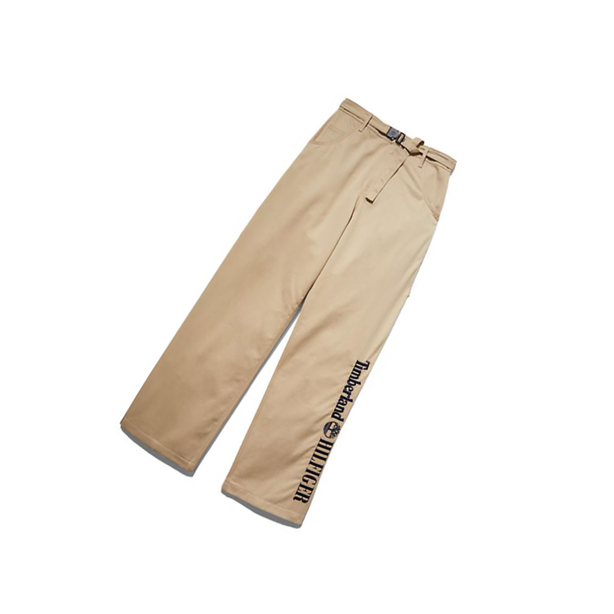 Women\'s Timberland Tommy Hilfiger x Timberland® Re-Imagined Zip-off Carpenter Pants Beige | NIE-187025