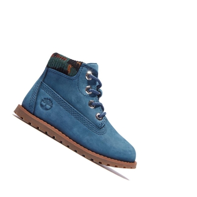 Kids' Timberland Pokey Pine Toddler Original 6-inch Boots Blue | TYU-957640