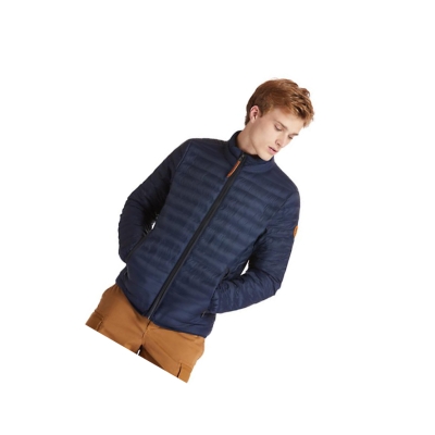 Men's Timberland Axis Peak Packaway Quilted-Hybrid Jackets Navy | VQL-892503