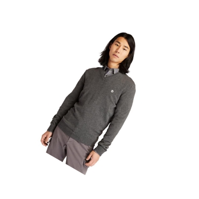 Men's Timberland Cohas Brook V-Neck Sweater Dark Grey | MJD-769021