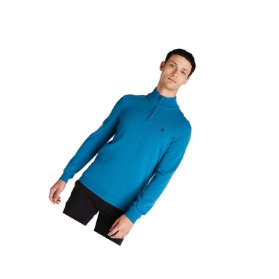 Men's Timberland Cohas Brook Zip-neck Sweater Blue | EAM-568340