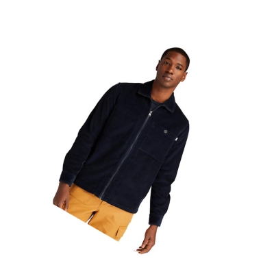 Men's Timberland Corduroy Zip Shirts Navy | SGH-824175