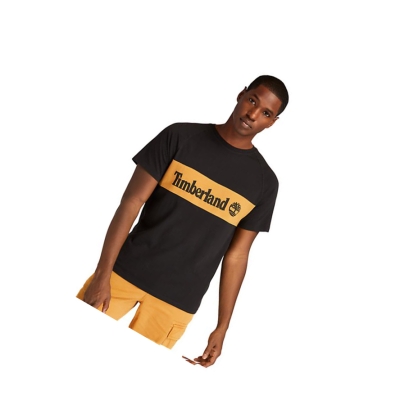 Men's Timberland Cut-and-Sew T Shirts Black | WMN-359068