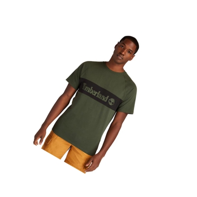 Men's Timberland Cut-and-Sew T Shirts Dark Green | UAL-564231