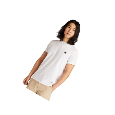 Men's Timberland Dunstan River Crew Tee T Shirts White | EGI-403175