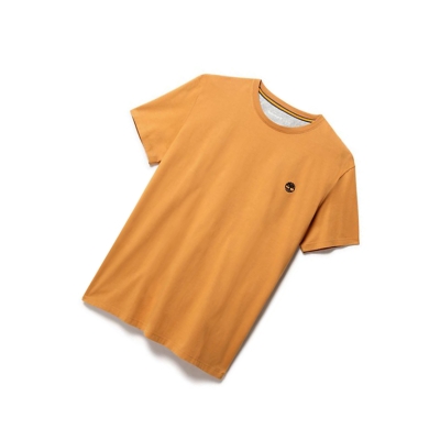 Men's Timberland Dunstan River Crew Tee T Shirts Yellow | HOU-384275