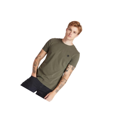 Men's Timberland Dunstan River Crew Tee T Shirts Dark Green | JIO-743156