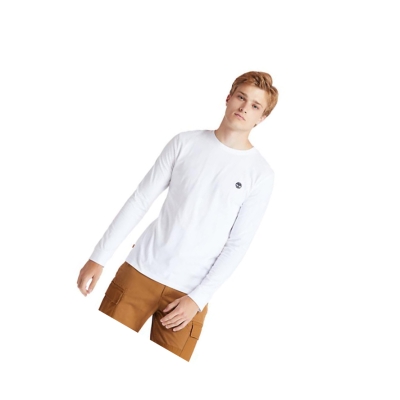 Men's Timberland Dunstan River LS T Shirts White | XZM-143076