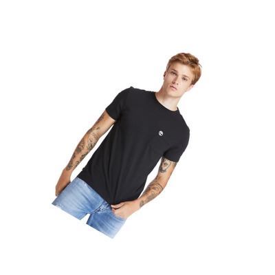 Men's Timberland Dunstan River Pocket T Shirts Black | IEC-358901