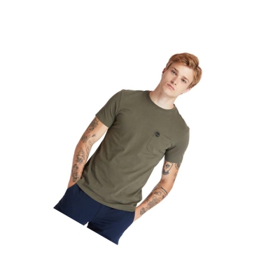 Men's Timberland Dunstan River Pocket T Shirts Green | PJR-271058