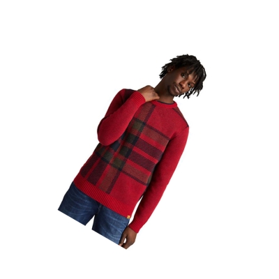 Men's Timberland EK+ Intarsia Crewneck Sweater Red | RDU-241605