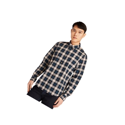 Men's Timberland Eastham River Tartan Shirts Navy | FJP-823419