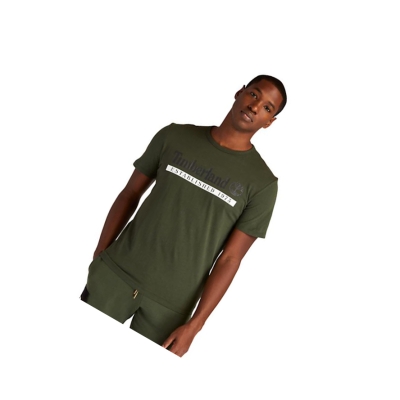 Men's Timberland Established 1973 T Shirts Dark Green | YHZ-265071