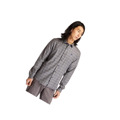 Men's Timberland Flannel Checked Shirts Grey | DHN-157280