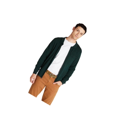 Men's Timberland Full-Zip Sweater Green | BIG-941325