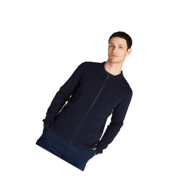 Men's Timberland Full-Zip Sweater Navy | BWM-613895