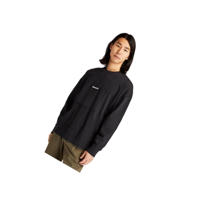 Men's Timberland Garment-Dyed Graphic Sweatshirt Black | YMU-831605