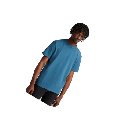 Men's Timberland Garment-dyed The Original T Shirts Blue | ILW-753824