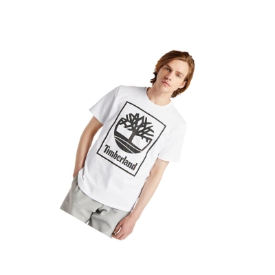 Men's Timberland Graphic Tree-Logo T Shirts White | CZB-195074