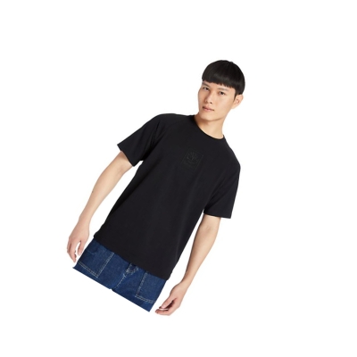 Men's Timberland Heavyweight Logo T Shirts Black | GEW-460925