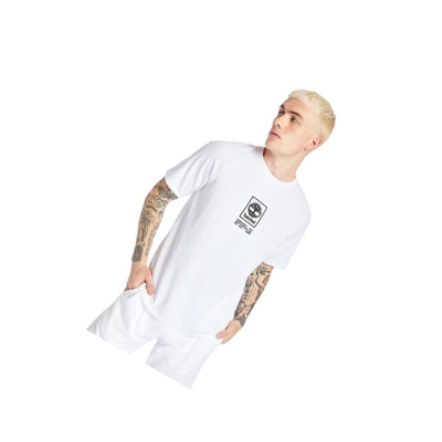 Men's Timberland Heavyweight Logo T Shirts White | KCU-429638