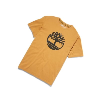 Men's Timberland Kennebec River Tree Logo T Shirts Yellow | CJQ-869274