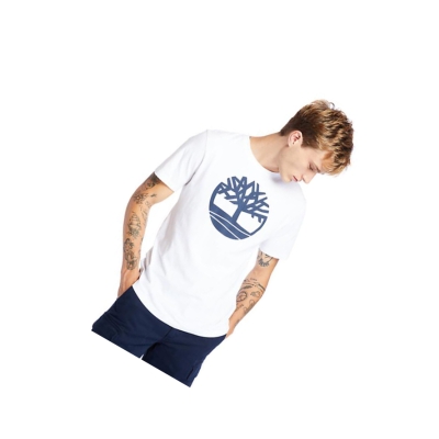 Men's Timberland Kennebec River Tree Logo T Shirts White | TDF-179608