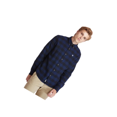 Men's Timberland Mascoma River Checked Shirts Navy | NJK-172043