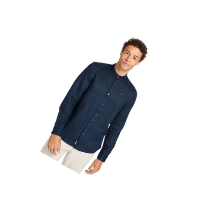 Men's Timberland Mill River Linen Shirts Navy | YKI-153980