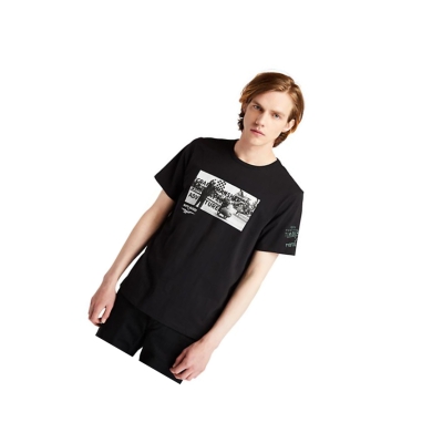 Men's Timberland Moto Guzzi x Timberland® Photo T Shirts Black | FEP-738495