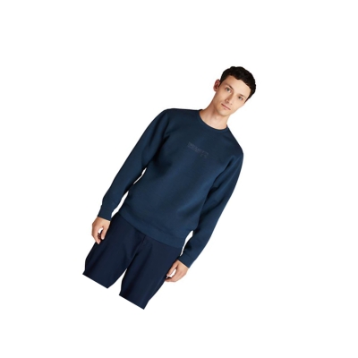 Men's Timberland Original Logo Sweatshirt Navy | ZVT-059482