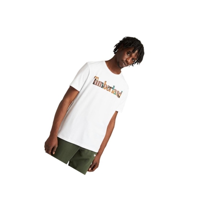 Men's Timberland Outdoor Heritage Camo-Logo T Shirts White | UAC-061423