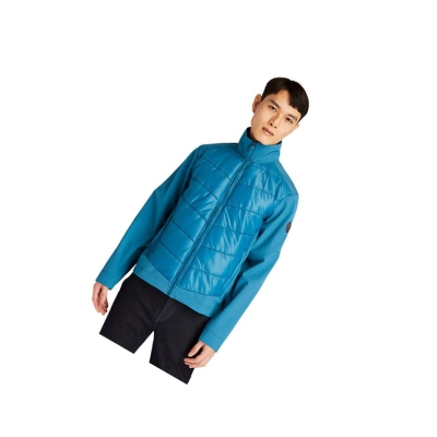 Men's Timberland Soft-Shell Quilted-Hybrid Jackets Teal | AXM-397128