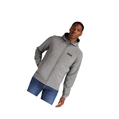 Men's Timberland Sweat Hybrid Hoodie Dark Grey | OIP-306821