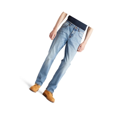 Men's Timberland Tapered-leg Comfort Jeans Light Blue | ZWD-021674