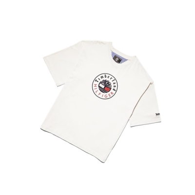 Men's Timberland Tommy Hilfiger x Timberland® Re-imagined Logo T Shirts White | EQP-280417